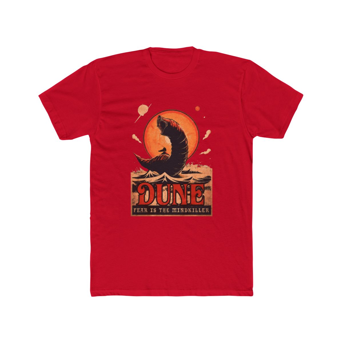 Retro Dune T Shirt: Fear is the Mind-Killer, Sci-Fi Book Cover - alternate angle 5, merchandise